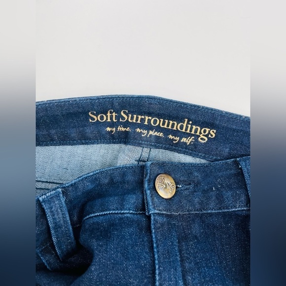 Soft Surroundings Dark Wash Boot Cut Straight Jeans - Picture 3 of 4